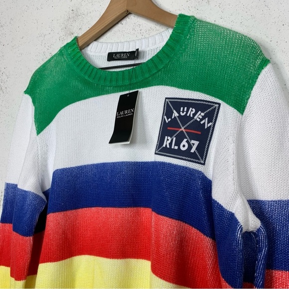 Lauren Ralph Lauren RL67 Striped Knit Sweater Size XL NET - Picture 2 of 6